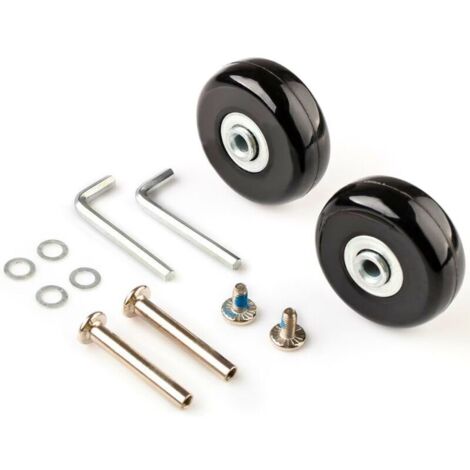 2er-Set Kofferrollen-Reparaturset mit geräuschlosen Gummiachsen, Ersatzrollen für Gepäckzubehör Koffer (45 x 19 mm)