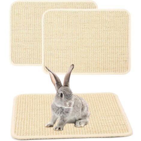2er-Set Kratzmatten für Kaninchen – Natursisalmatten für Käfige – Kauspielzeug für Krallen und Zahnpflege – Haustierbett – 40 x 30 cm