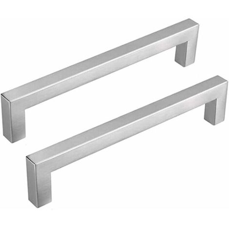 2er-Set Küchenschrankgriffe, Achsabstand 128 mm, Küchenschrankgriffe aus Edelstahl, silberner Küchengriff, gebürstetes Nickel, Küchenschrankgriffe aus Edelstahl