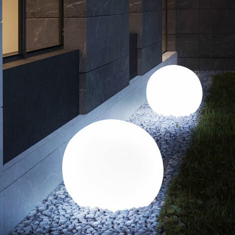2er Set Kugelleuchte Außenlampe, Outdoorlampe mit Erdspieß, Terrassenleuchte, wetterfest, Kugel, Gartendeko, weiß, matt, 1x E27 Fassung, DxH 25x51 cm