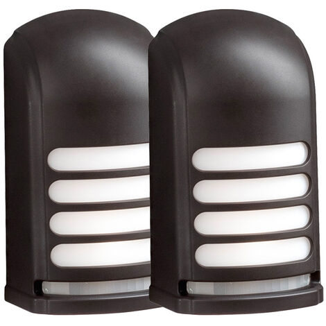 2er-Set LED Außenwandleuchte mit Bewegungsmelder & Batterie, Schwarz H: 13cm