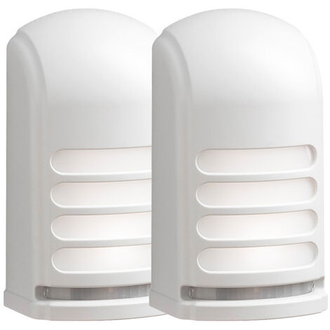 2er-Set LED Außenwandleuchte mit Bewegungsmelder & Batterie, Weiß H: 13cm