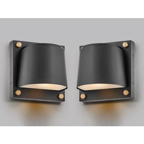 2er Set LED Außenwandleuchten Downlight Schwarz, Höhe 16,5cm