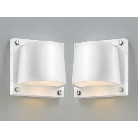 2er Set LED Außenwandleuchten Downlight Weiß, Höhe 16,5cm