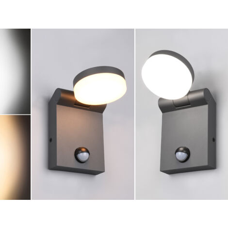 2er Set LED Außenwandleuchten Höhe 19cm, Schwarz mit Bewegungsmelder