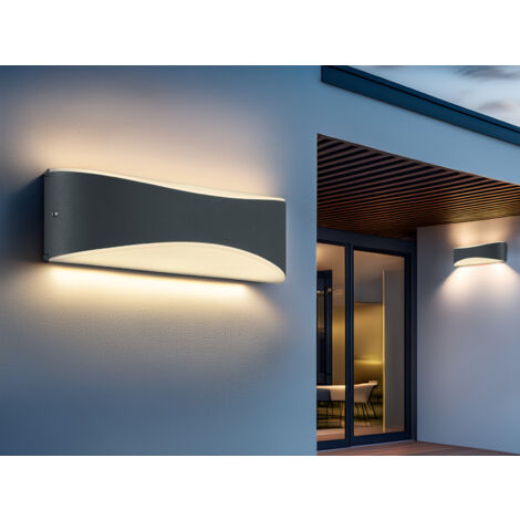 2er Set LED Außenwandleuchten in Anthrazit mit Up and Down Beleuchtung, IP65