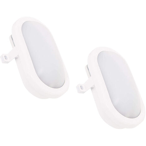 2er Set LED Außenwandleuchten oval weiß mit Bewegungsmelder, Kellerlampen