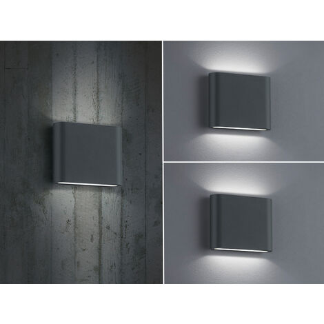 2er SET LED Außenwandleuchten Up and Down Light Anthrazit, Breite 11,5cm