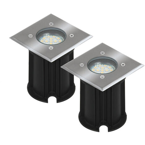 2er-Set LED-Bodeneinbaustrahler Outdoor, eckig, befahrbar, max 800 kg Last, IP65