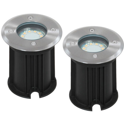 2er-Set LED Bodeneinbaustrahler, rund, belastbar bis zu 800 kg
