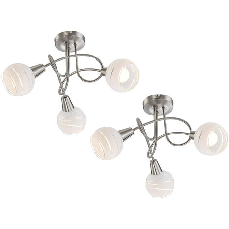 2er SET LED Deckenlampen 3-flammig, Glasschirme satiniert, Ø 39cm