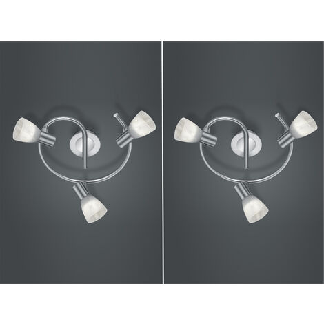 2er Set LED Deckenstrahler 3-flammig Silber Glasschirme schwenkbar, Ø 30cm