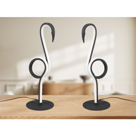 2er SET LED Deko Tischlampen Schwarz mit Schnurschalter, Höhe 35cm