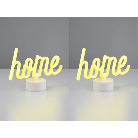 2er SET LED Dekoleuchte mit Schriftzug home Batterie- oder USB betrieben H: 16cm