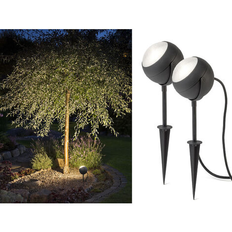 2er-Set LED-Erdspießstrahler Gartenstrahler LECCE 40cm Alu, schwenkbar, 4W, IP44