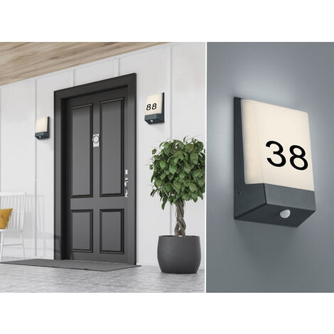 2er Set LED Hausnummernleuchten mit Dämmerungssensor, Anthrazit