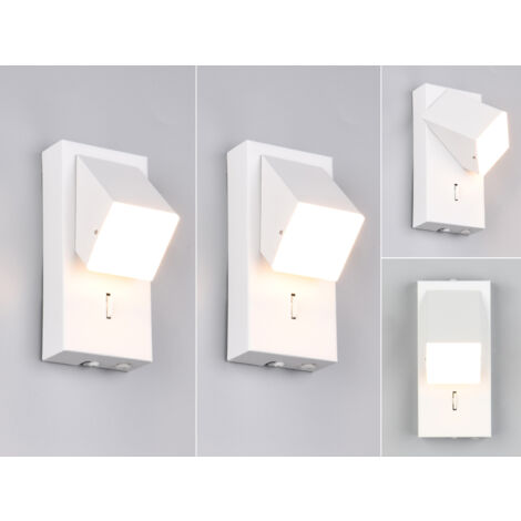 2er SET LED Innen Wandleuchten schwenkbar mit Schalter, Weiß, Höhe 15cm