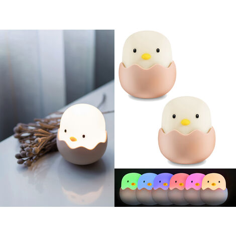 2er Set LED Nachtlichter, per USB aufladbar, dimmbar, 7 Lichtfarben - Höhe 12cm
