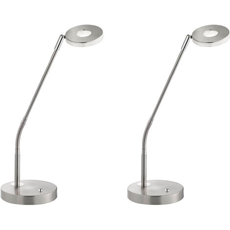 2er SET LED Schreibtischlampen Silber mit Dimmer, Höhe 60cm