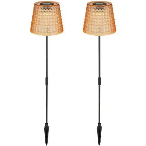 2er Set LED Solar Erdspießleuchten Bernsteinfarbig, Höhe 60cm