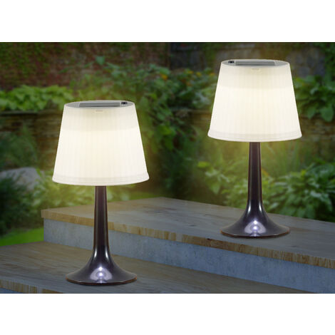 2er Set LED Solar Outdoor Tischleuchten Schwarz, Höhe 36cm