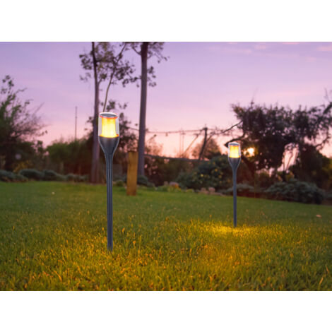 2er Set LED Solarfackeln mit Flammeneffekt, Höhe verlängerbar bis 64,5cm