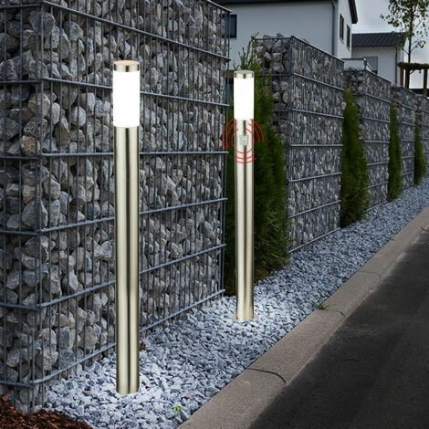 2er Set LED Stand Lampen Bewegungsmelder Außen Beleuchtung Garten Weg Edelstahl Steh Leuchten IP44