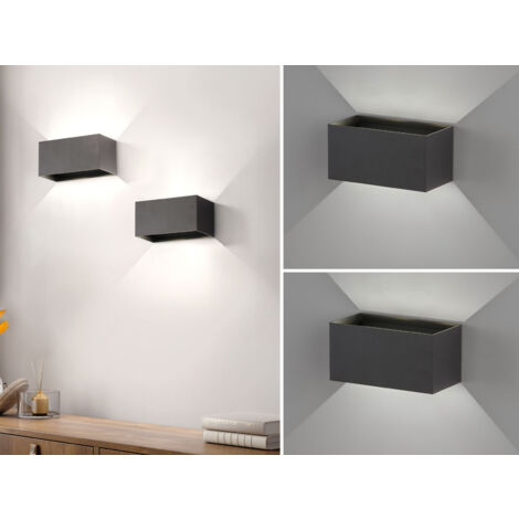 2er SET LED Updown Wandlampen Schwarz für Innen & Außen, Breite 20cm