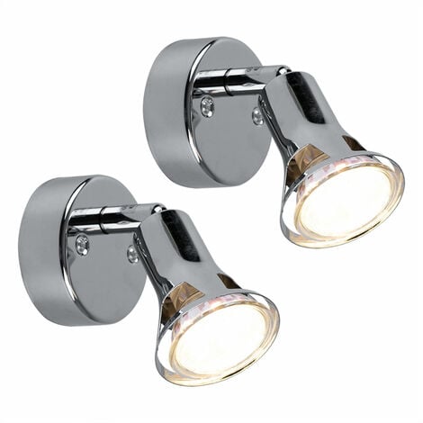 ETC-SHOP 2er Set LED Wand Strahler Leuchte Wohn Arbeits Zimmer Chrom Lampe Spots verstellbar
