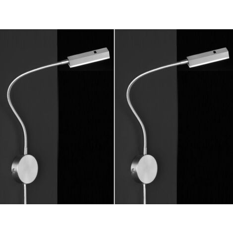 2er SET LED Wandlampen dimmbar, Schwanenhals Leselampen, Breite 8cm