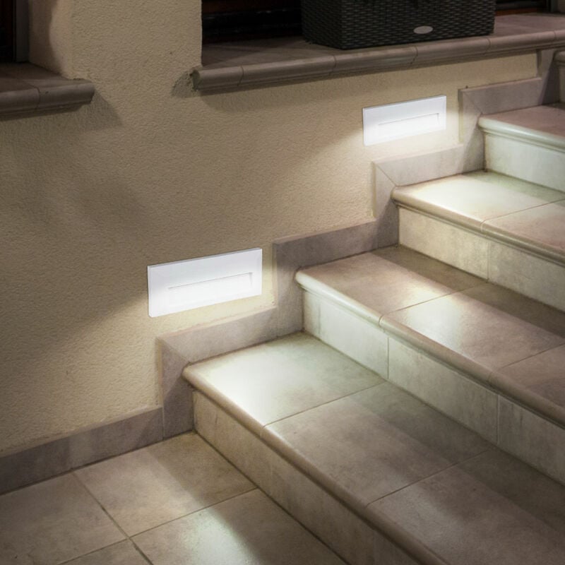2er Set LED Außen Wand Lampen Fassaden Strahler Veranda Treppen Stufen Garten Leuchten Beleuchtungen
