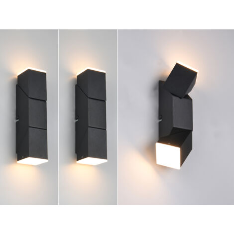 2er Set LED Wandleuchten für innen schwenkbar Schwarz, Höhe 17cm