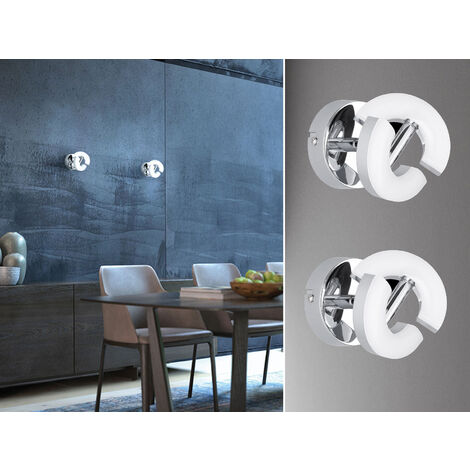 2er SET LED Wandstrahler Chrom, Spot drehbar, Breite 9cm