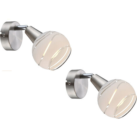2er SET LED Wandstrahler mit Glasschirm satiniert, Breite 9,7cm