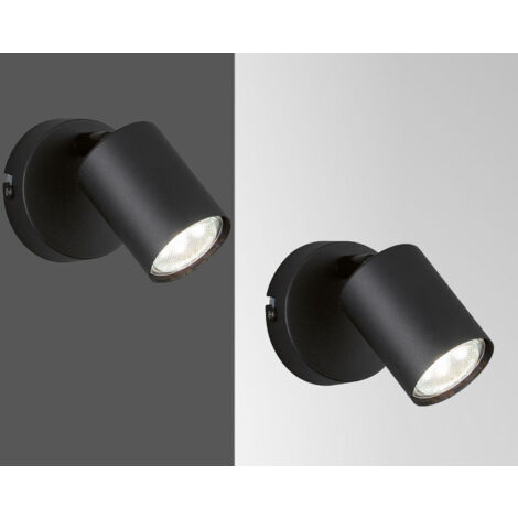 2er SET LED Wandstrahler Schwarz mit Schalter, Breite 8cm