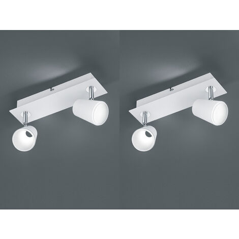 2er SET LED Wandstrahler Weiß 2-flammig mit Schalter, Breite 28cm