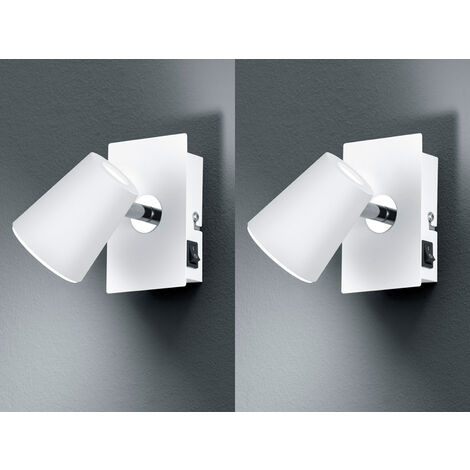 2er Set LED Wandstrahler Weiß mit Schalter, Breite 7,5cm