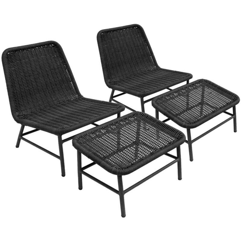 Sweeek - 2er-set Liegesessel Und Fußhocker Aus Aluminium Mit Seilbespannung