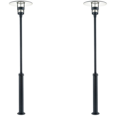 2er Set Mastleuchte / Gartenlaterne FREJA, Höhe 232 cm, Alu schwarz / Glas klar