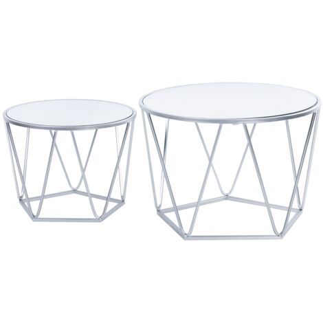 2er Set Metall-Spiegeltische 60X60X41 50X50X38 cm
