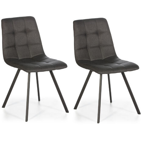 2er-Set Mila Esszimmerstühle, gepolstert mit dunkelgrauem Stoff, SGS-zertifiziert, 58 x 45 x 86 cm