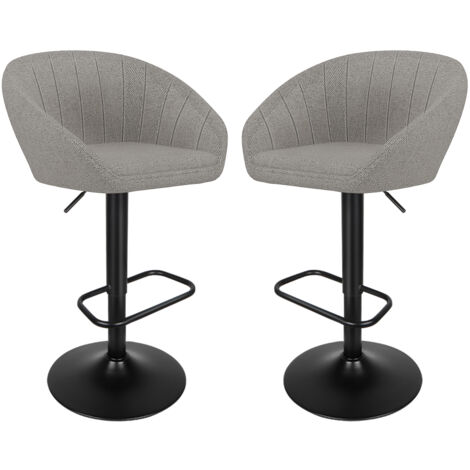 2er-Set Moderne höhenverstellbare Barhocker aus Stoff Hellgrau Barstühle