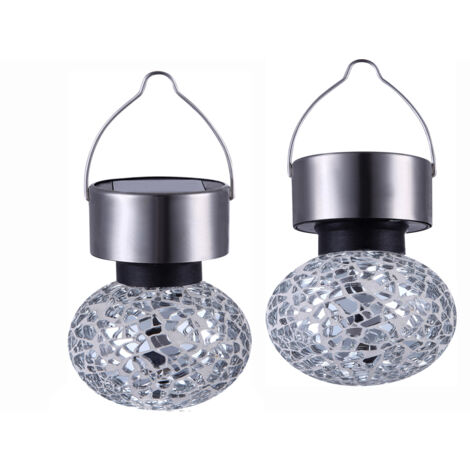2er SET Mosaik Solarleuchten - LED Gartenlaternen zum Aufhängen