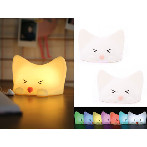 2er Set Nachtlichter, per USB aufladbar, dimmbar, 7 Lichtfarben, mit Soundeffekt