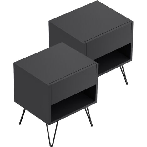 2er Set Nachttisch Kommode Dion 40cm SoftClose stehend Grafit Softtouch