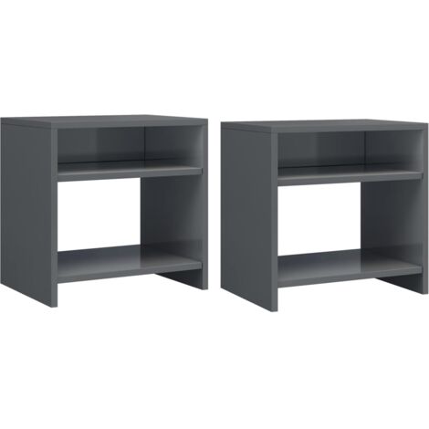 2er-Set Nachttische Nachtschränke Nachtkommoden Beistelltische Hochglanz-Grau 40x30x40 cm Holzwerkstoff FNTDX209512 MaisonChic