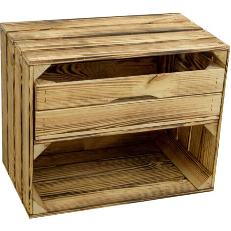 2er set Obstkiste Johanna geflammt mit Schublade Längs 50 x 40 x 30cm