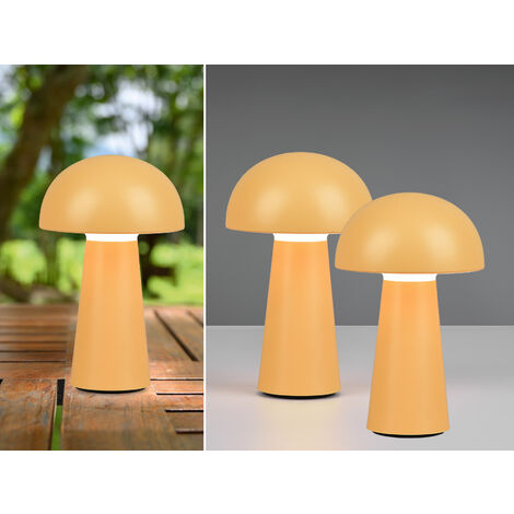 2er SET Outdoor Akku LED Tischleuchten Touch Dimmer, Gelb Höhe 21cm