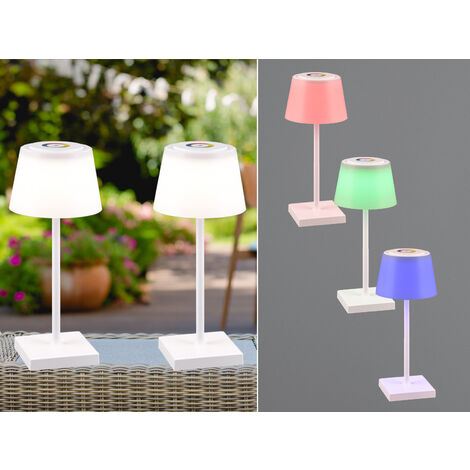 2er SET Outdoor Akku Tischleuchten Weiß, RGB & Weißtöne dimmbar H: 30cm