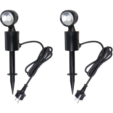2er-Set Outdoor LED-Scheinwerfer mit Erdspiess / Gartenscheinwerfer je 3W